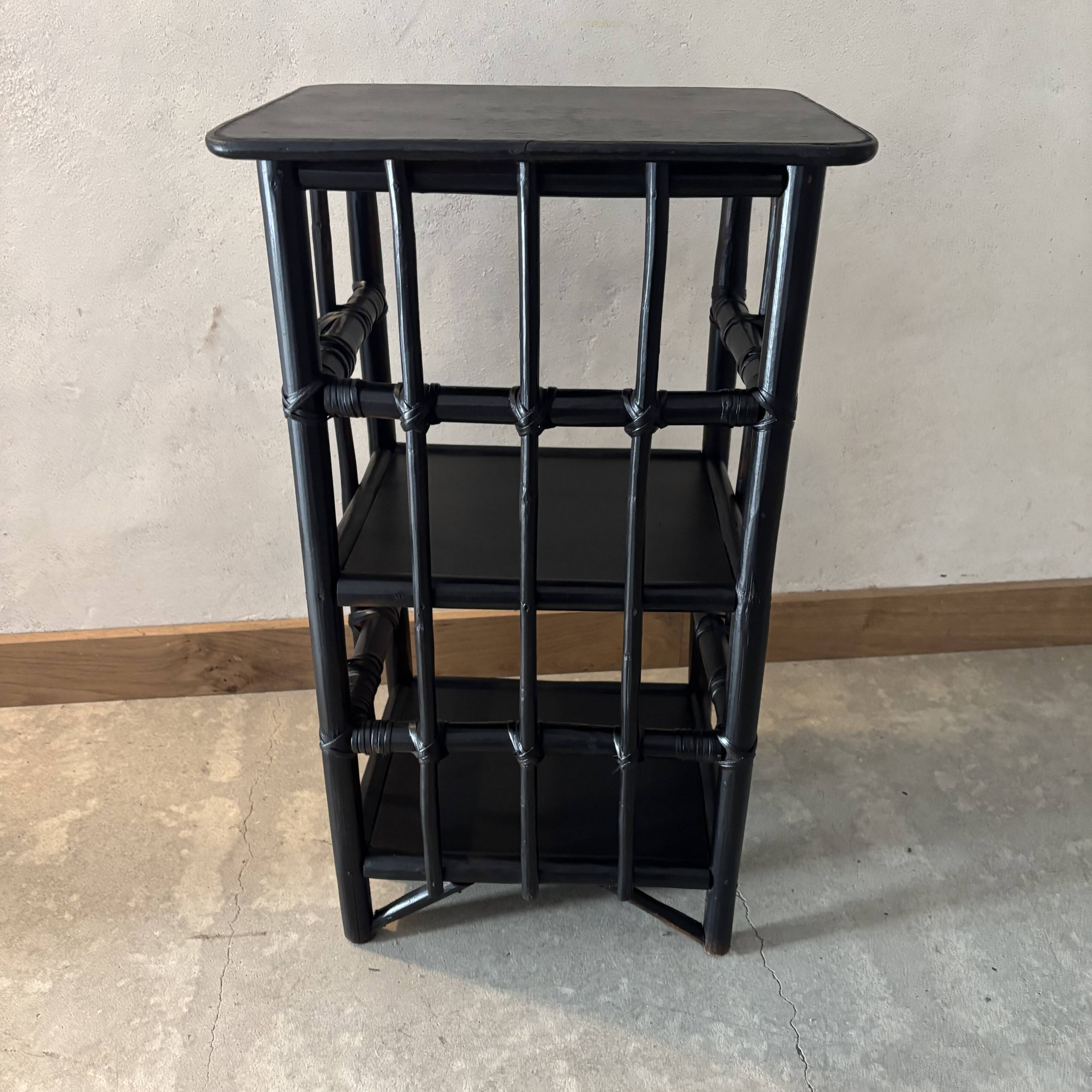 Black rattan shelves