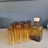 Service à boisson en verre ambré
