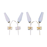 Lot de 4 appliques en laiton et opaline