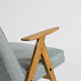 Original vintage armchair, 60s, fully restored, grey fabric