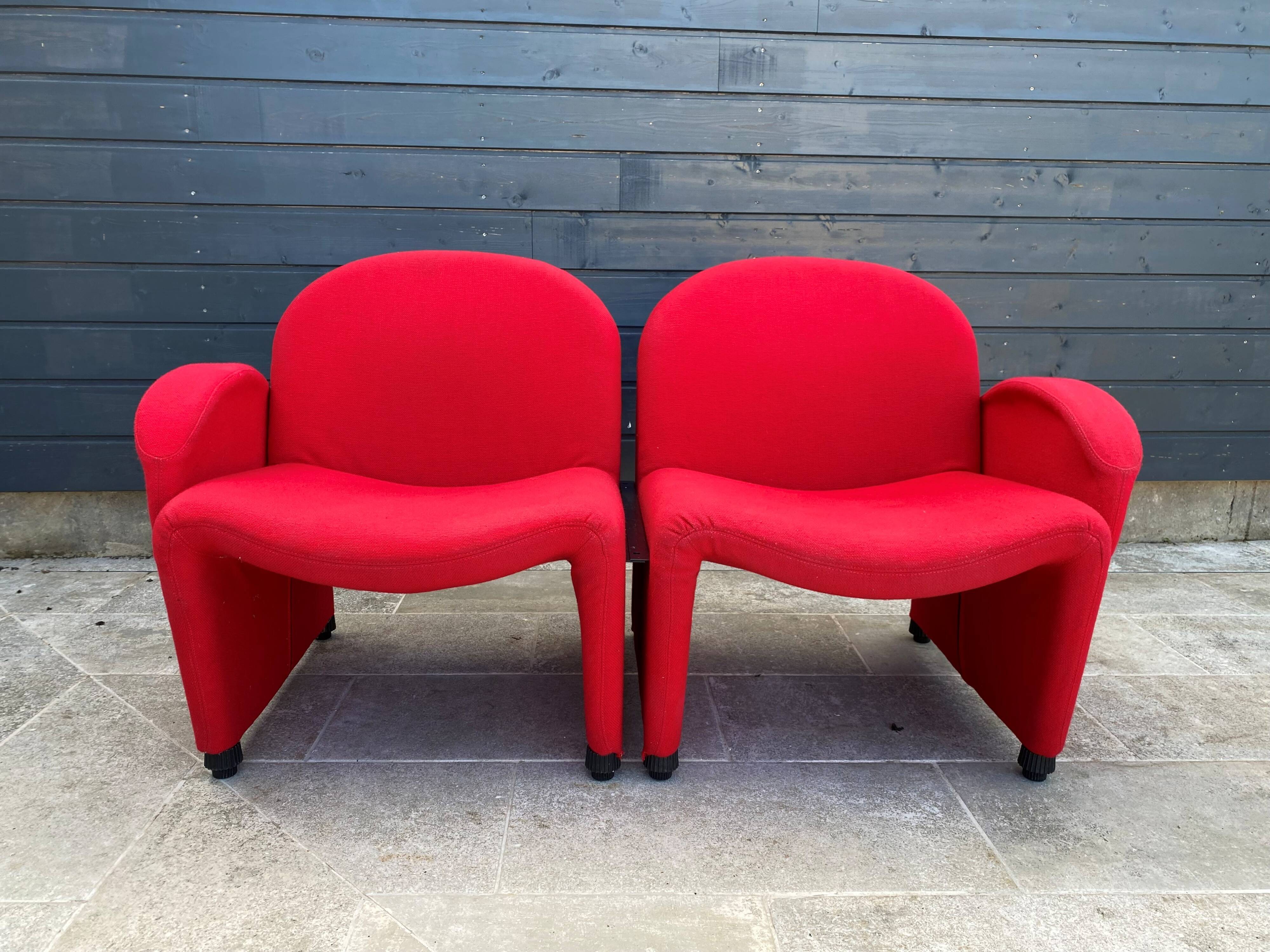 Red foam and fabric armchair banquettes by Sitland, 1970.