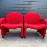 Red foam and fabric armchair banquettes by Sitland, 1970.