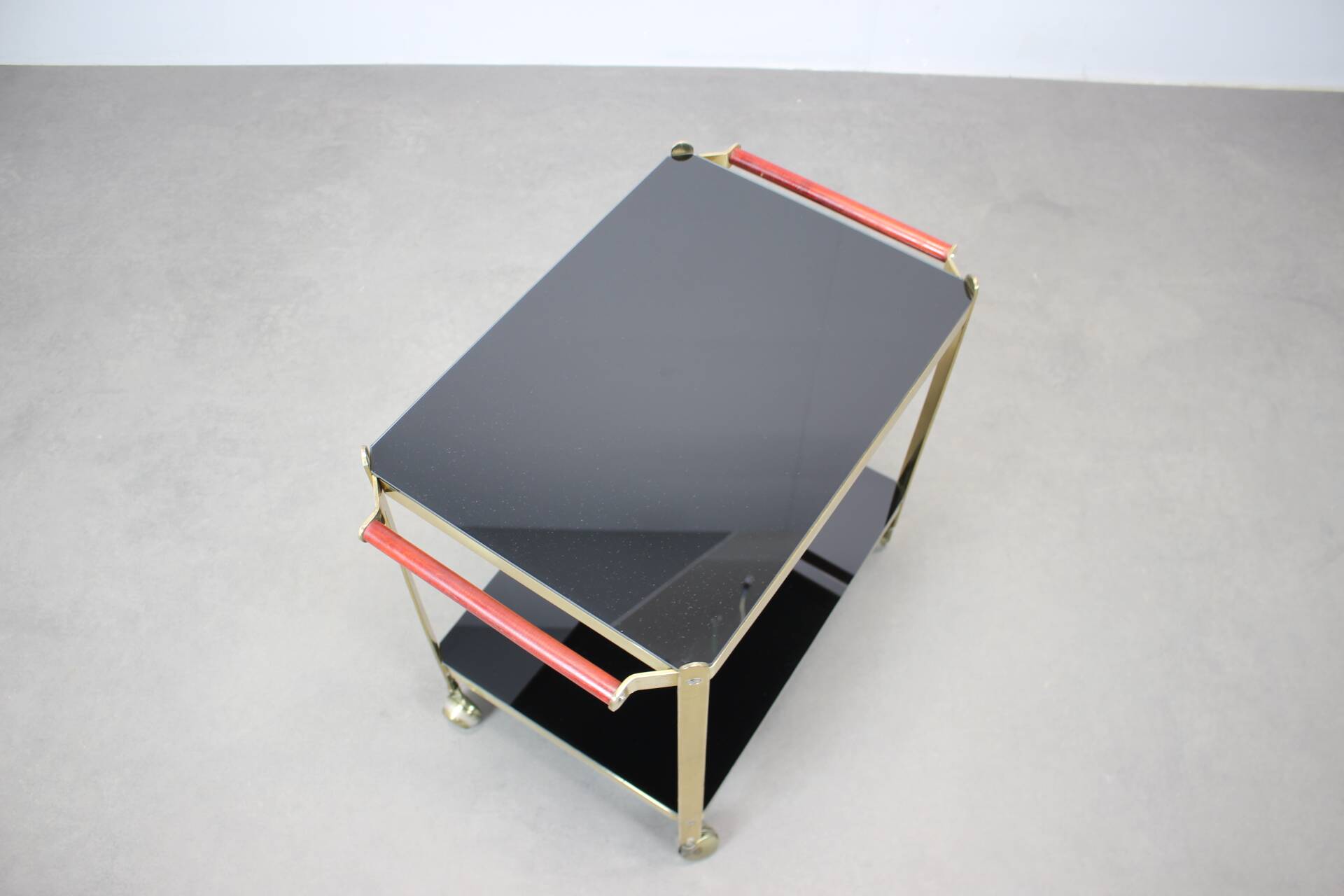 Brass service dessert set with black glass, Germany, 1970s