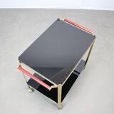 Brass service dessert set with black glass, Germany, 1970s