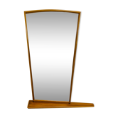 Miroir à tablette années 50 asymétrique bois