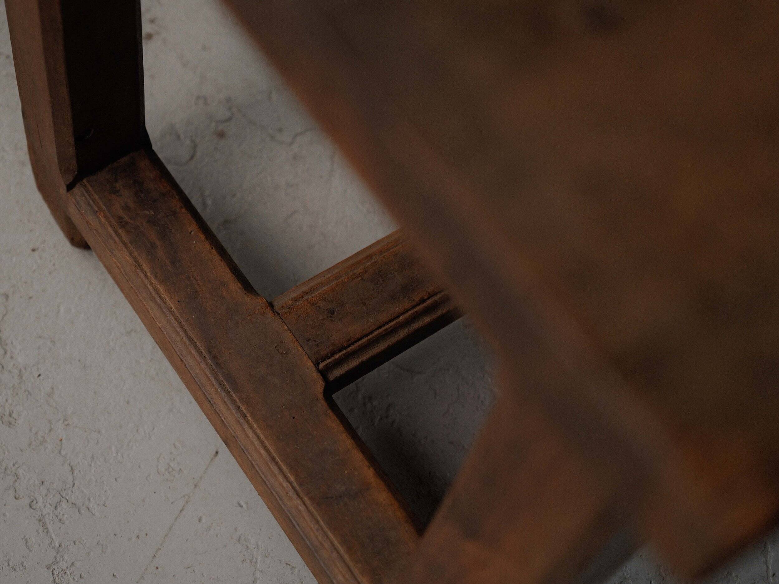 Antique work table/console in solid oak, Auvergne, circa 1900