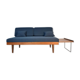 Daybed teck tissu bleu Ingmar Relling par Ekornes vintage scandinave