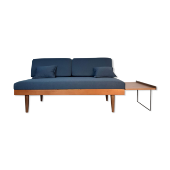 Daybed teck blue fabric Ingmar Relling by Ekornes vintage scandinavian