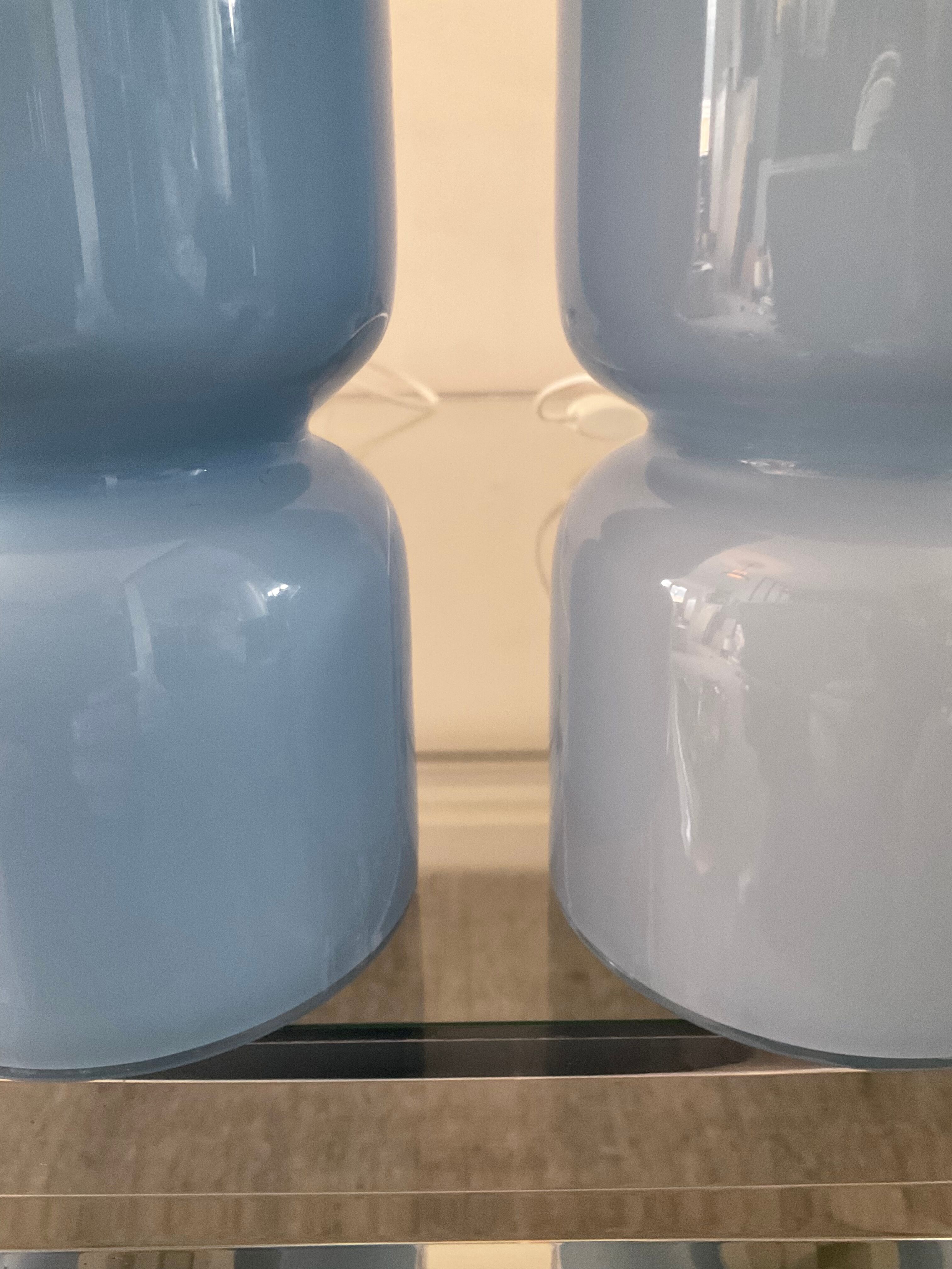Pair of vintage lamps in blue glass