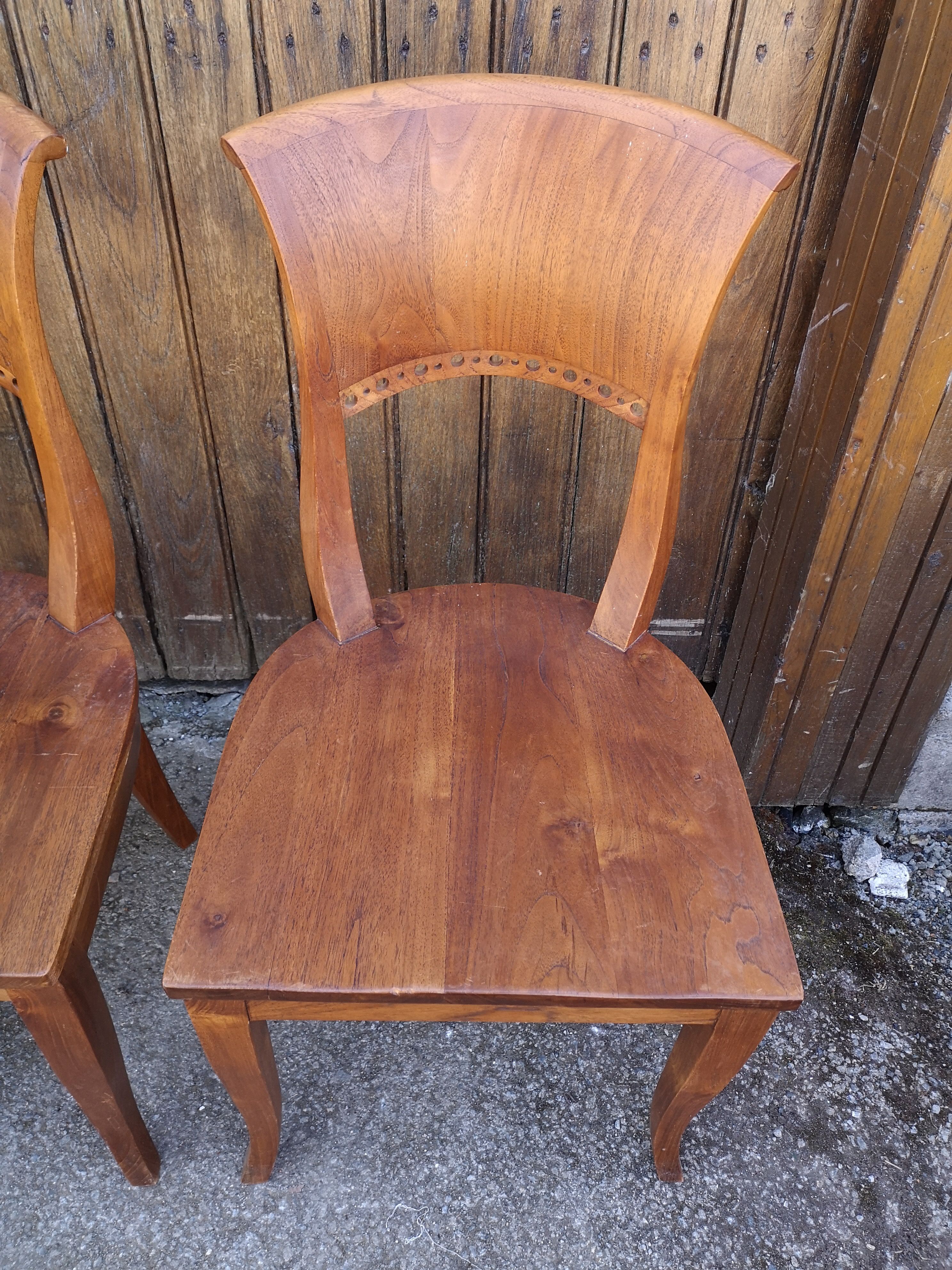 4 teak art deco style chairs