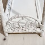 White woven wicker shelf