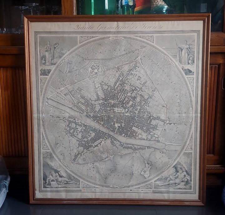 Large geometric map of the city of Florence, 1843