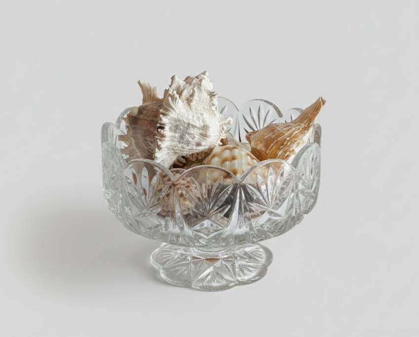 Fruit bowl / decorative centrepiece. Cut crystal.