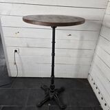 High table with cast iron legs and solid oak top