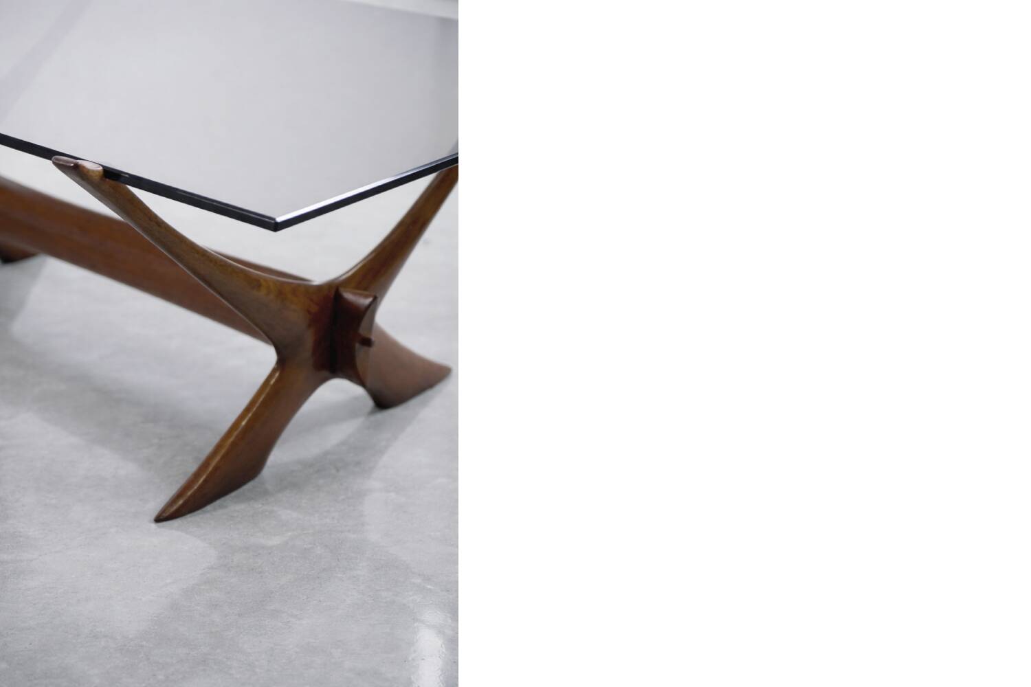 Vintage Mid-Century Scandinavian Modern Glass & Walnut Condor Coffee Table
