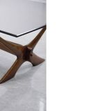 Vintage Mid-Century Scandinavian Modern Glass & Walnut Condor Coffee Table