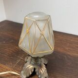 Art Deco bronze and glass table lamp