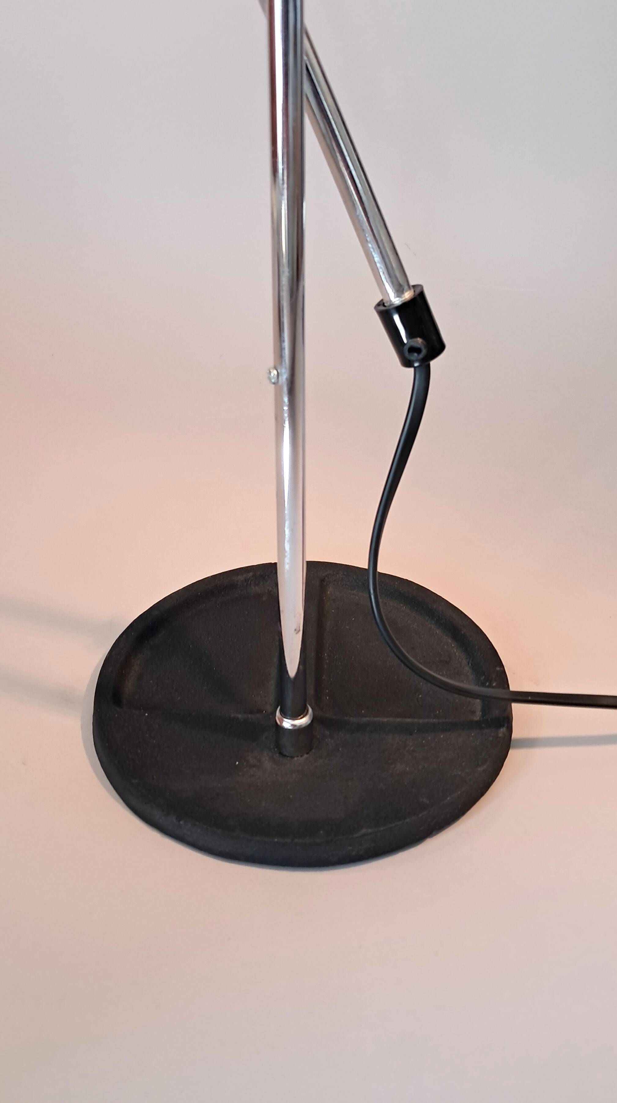 Chrome and white opaline pendulum lamp, 1970.