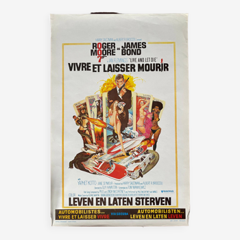 Affiche cinéma originale "Vivre et laisser mourir" James Bond, Roger Moore 36x54cm 1973