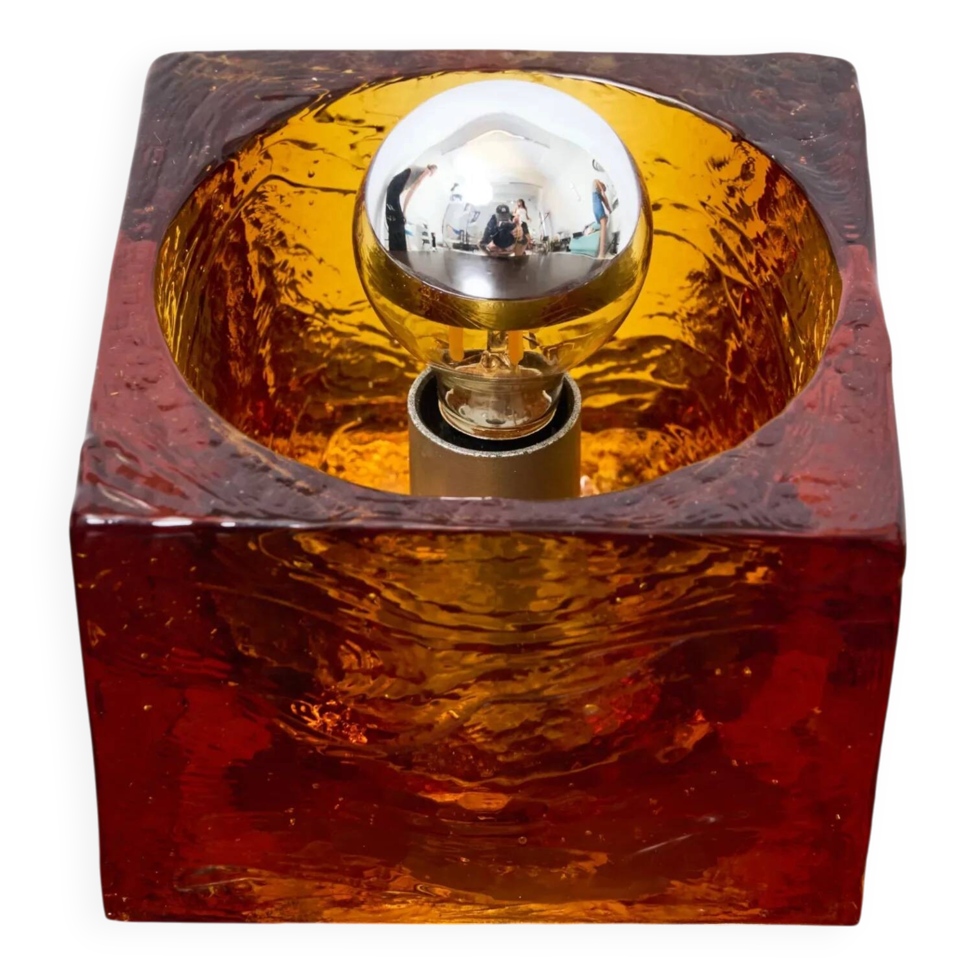 Cubic table lamp "Coca" in Murano glass, Italy, 1970s