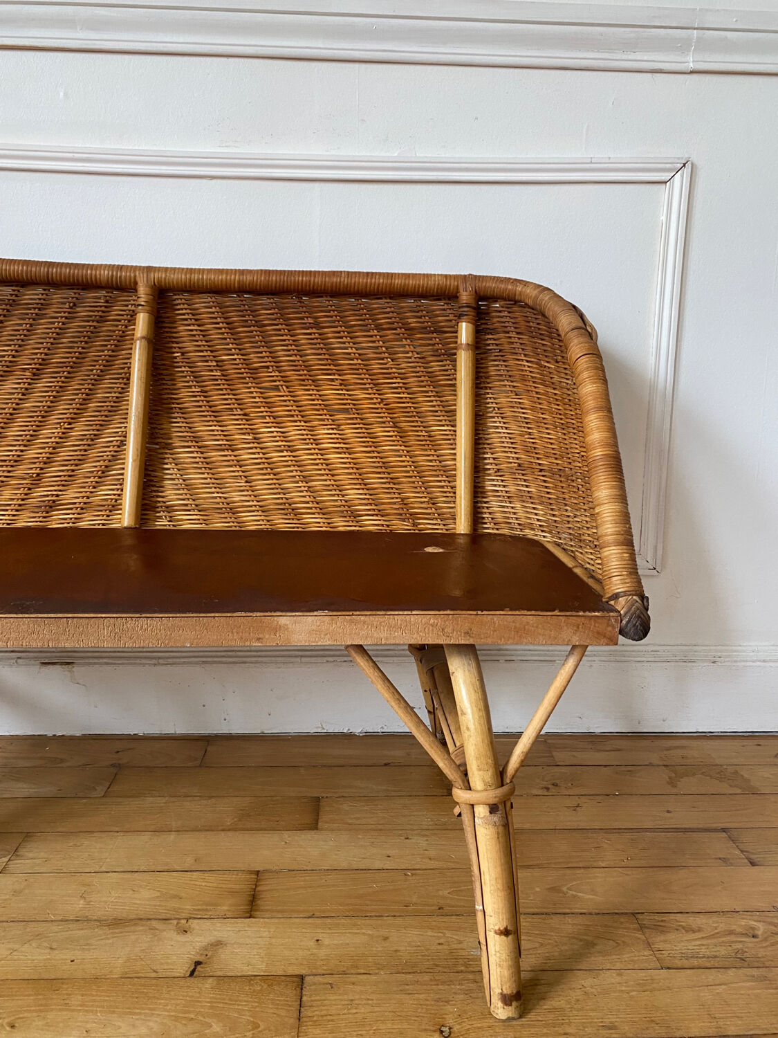 Vintage rattan children's bench