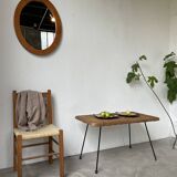 Table basse osier tressé et métal 1960