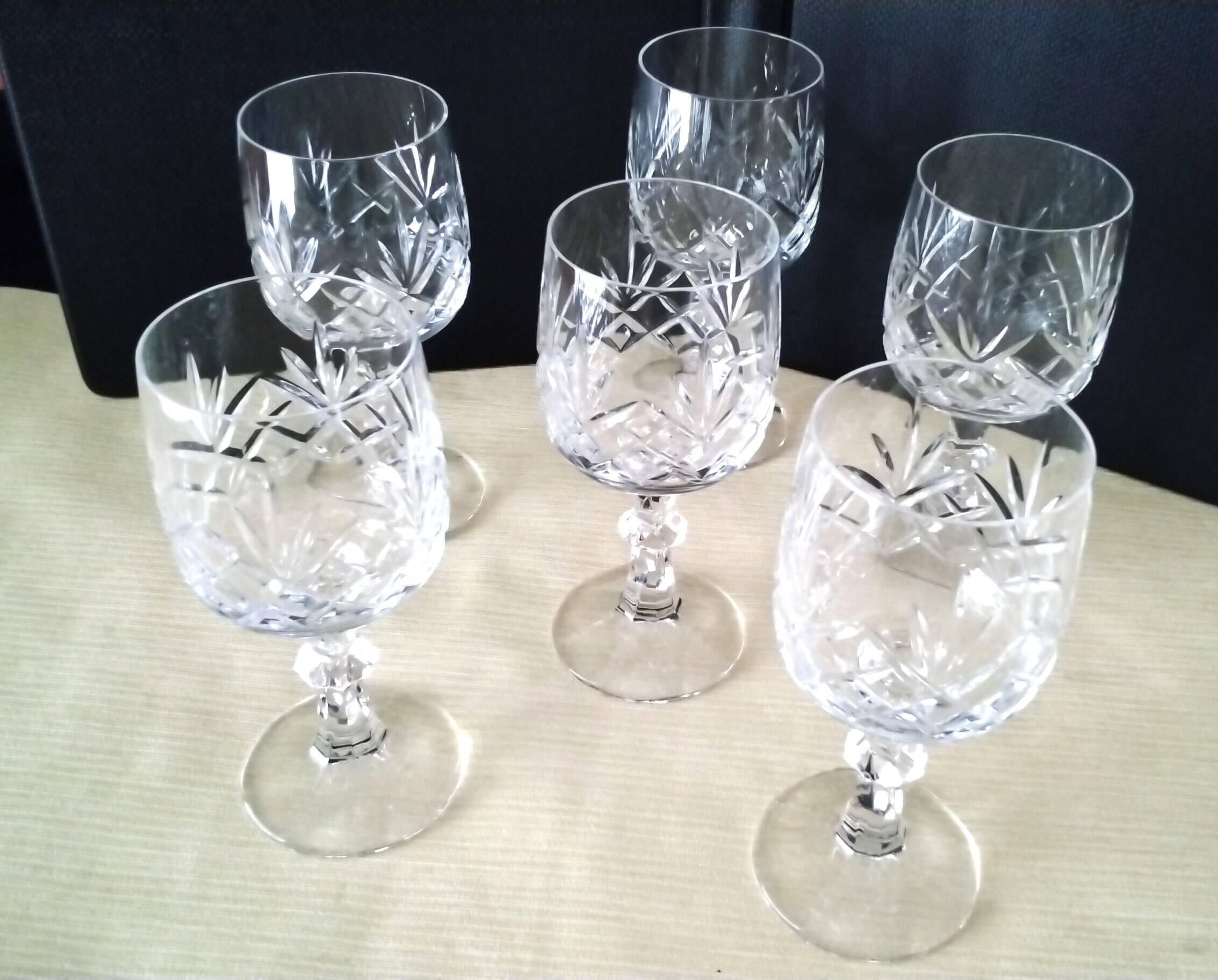 6 water glasses or large cut crystal wine glasses