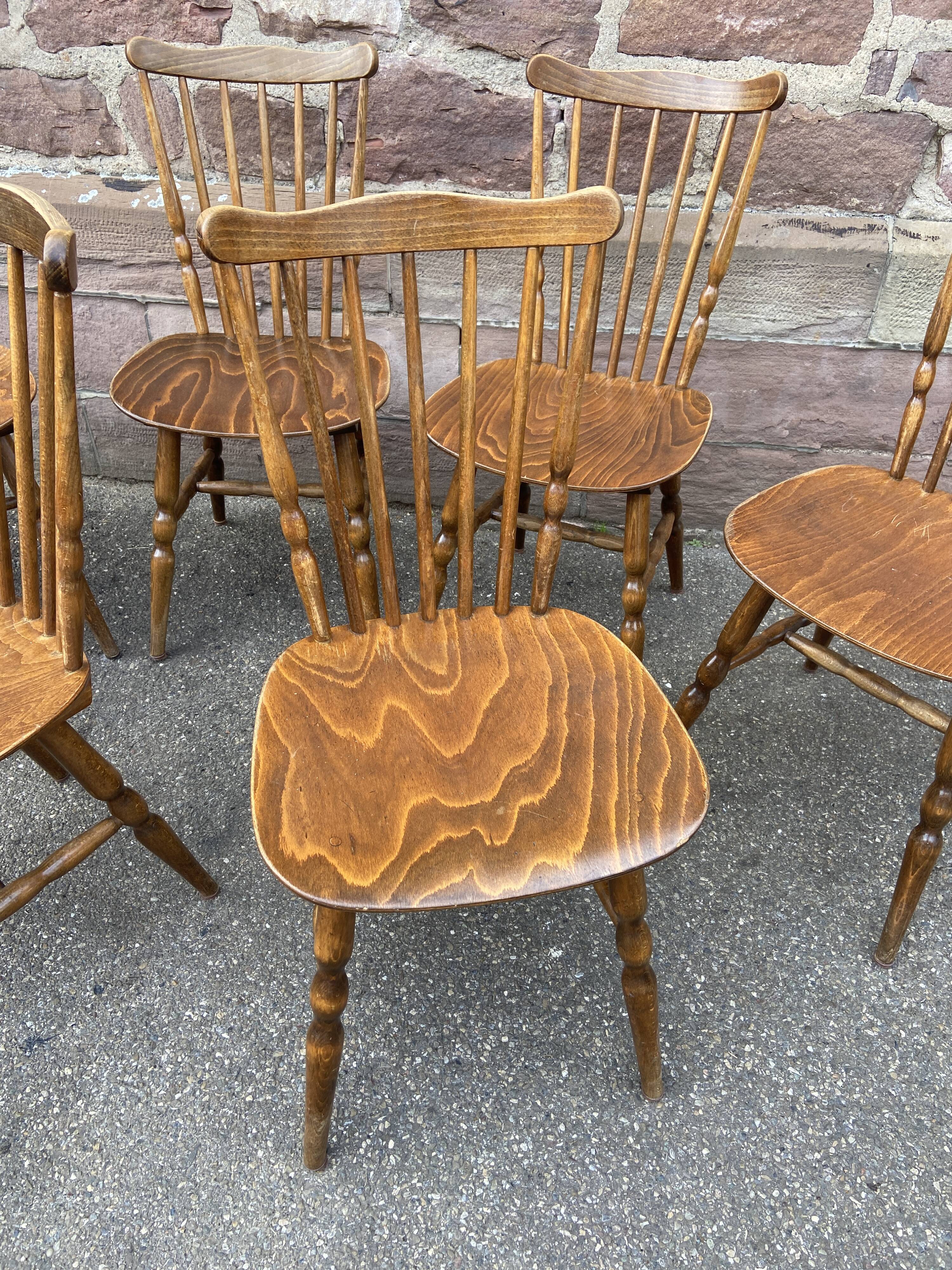 6 anciennes chaises scandinave Lounge Baumann Tapiovaara café bois courbé des années 70