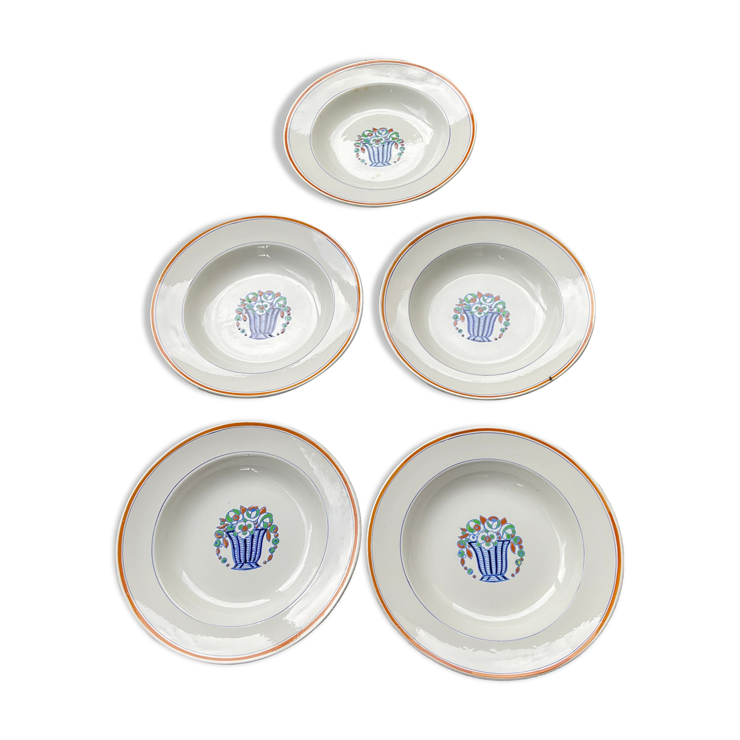 5 art deco hollow plates Boch la Louvière