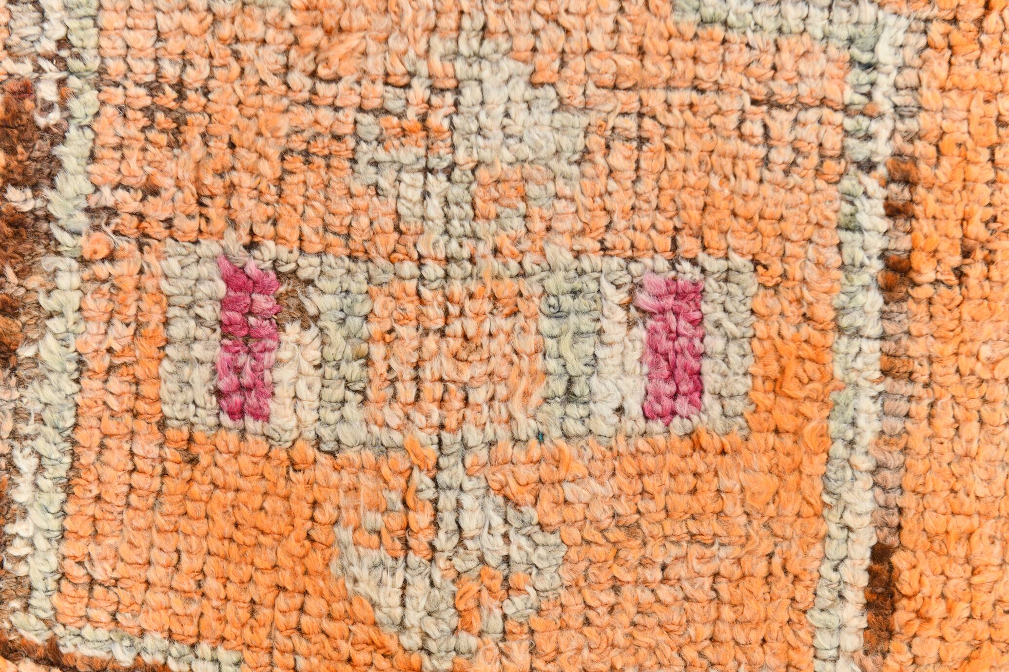 Tapis de couloir vintage orange doux 3x11, en laine, 90x330 cm