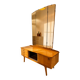 Coiffeuse vintage - mid century années 50 en sycomore ondé miroir triptyque