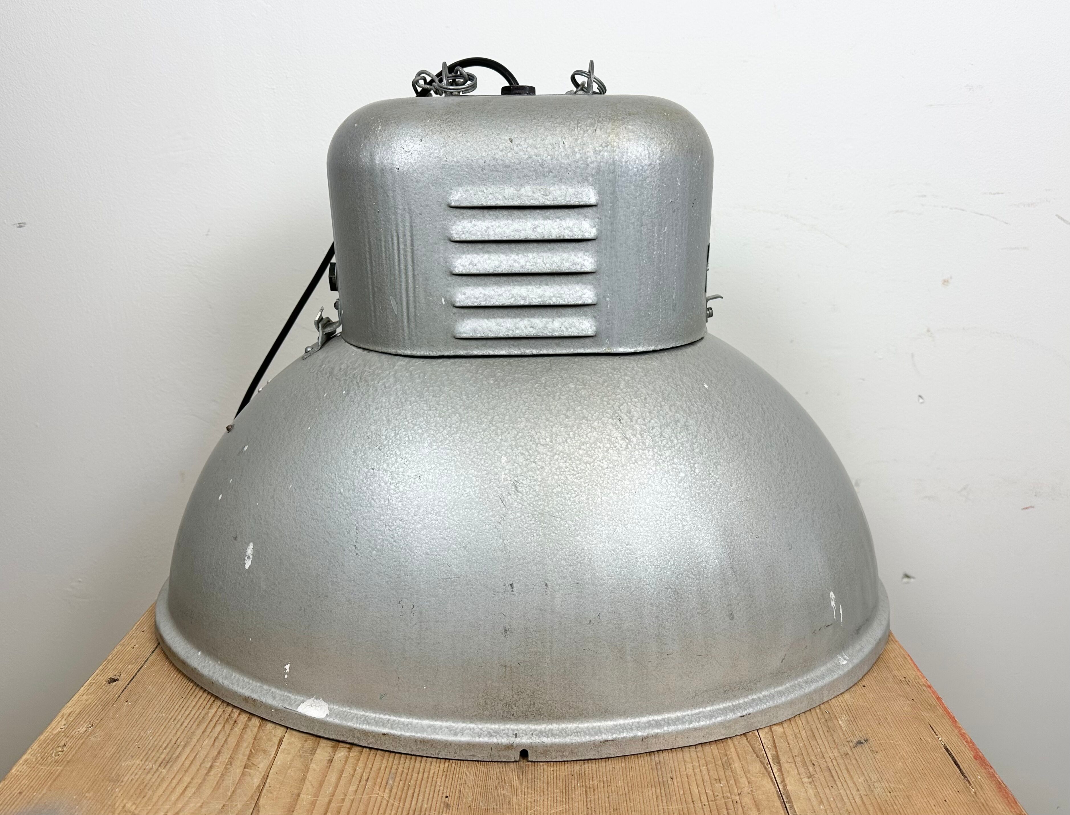 Large Oval Industrial Polish Factory Pendant Lamp from Predom Mesko, 1960s