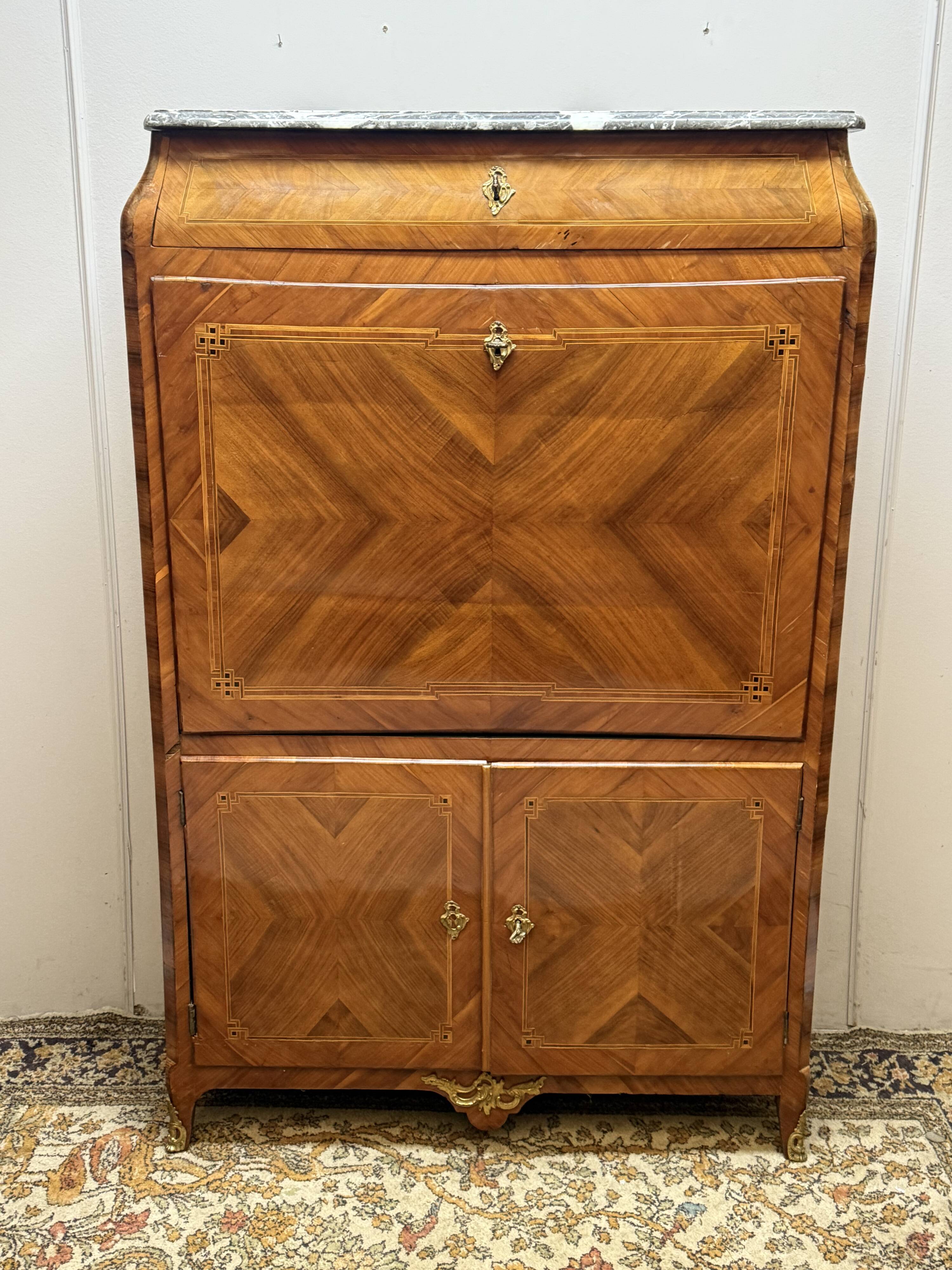Louis XV Secretary from the 18th Century in Marquetry