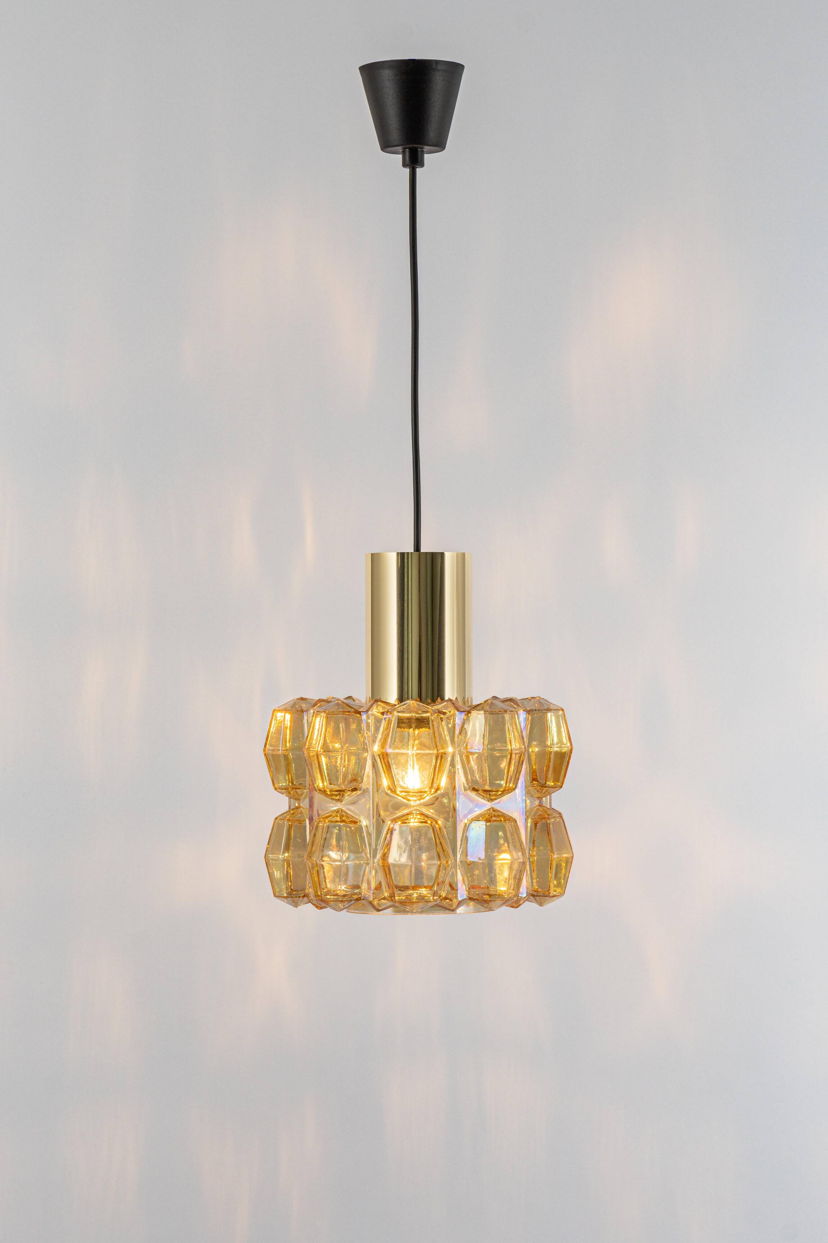 Large amber glass pendant by Limburg, Germany, 1970s.