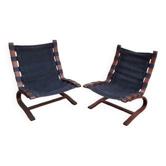 Scandinavian armchairs designed by Elsa and Nordahl Solheim, Rikken edition