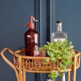 Crimson dodecagon shaped glass soda siphon