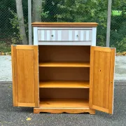 Shabby chic wardrobe sideboard — Striped pattern & solid wood 1990