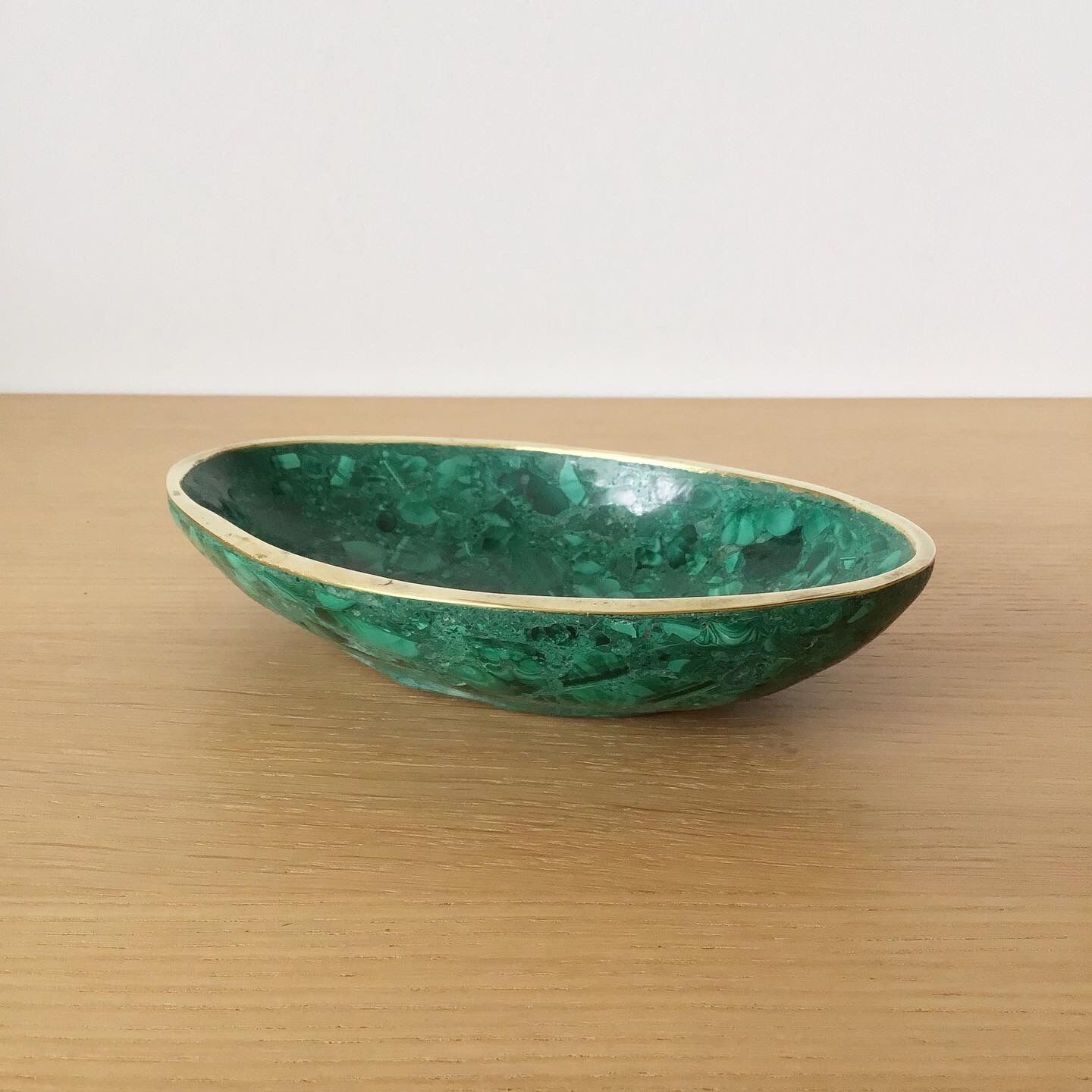 Vintage cup in malachite and brass