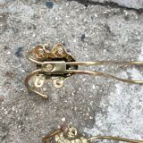 set of 5 antique gold metal hooks