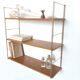 Vintage wall shelf gold metal and wood
