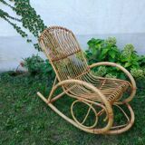 Rocking chair vintage rattan Rohé Noordwolde