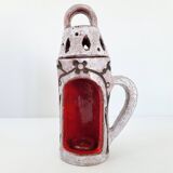 Vintage ceramic terracotta glazed candle holder - 1970s