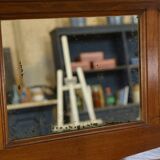 Solid oak coat rack and 2 brass hooks, Art Deco 1930s