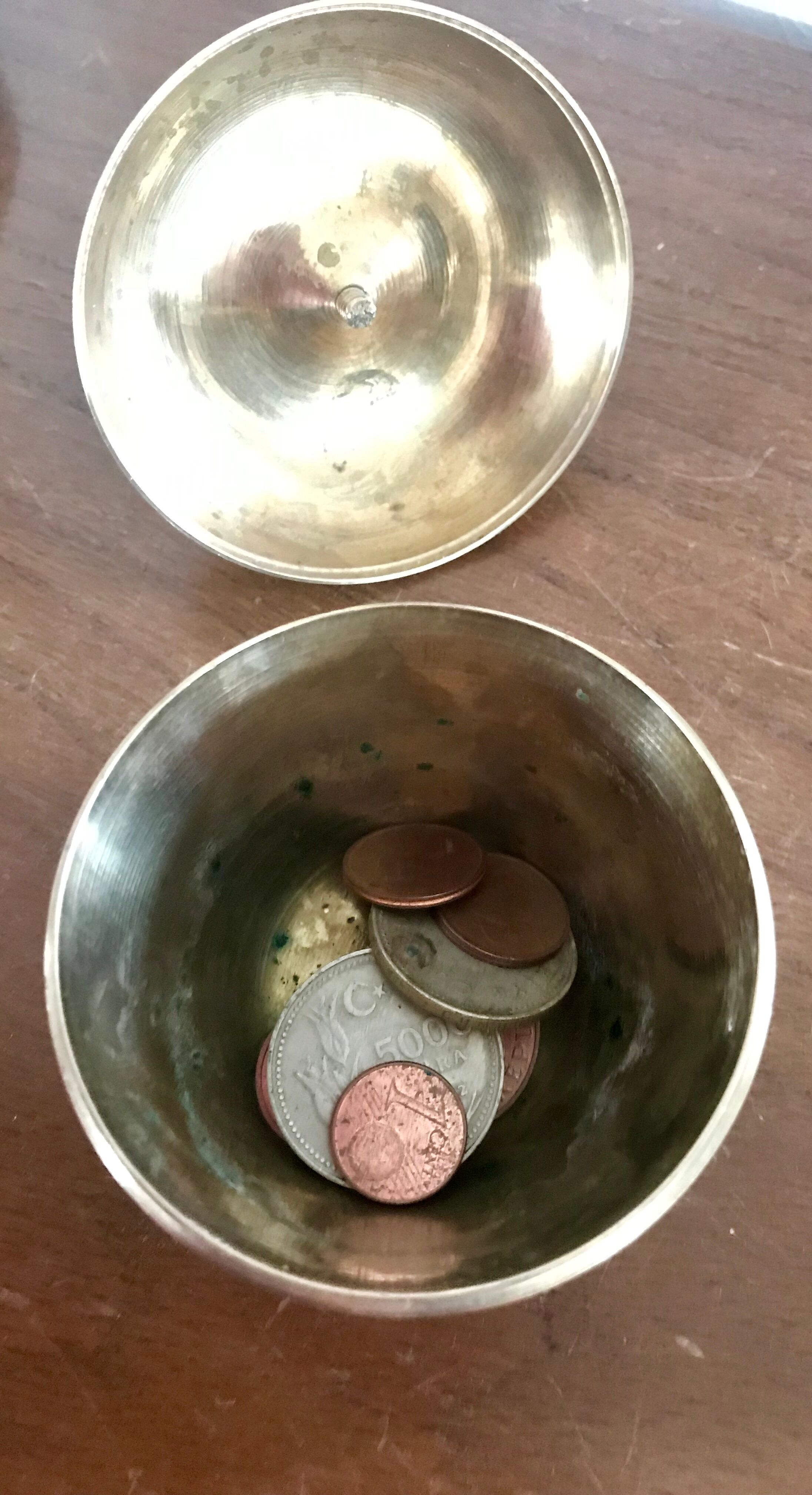 Vintage apple trinket bowl in brass