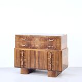 Art deco italian chest of drawers in walnut burl 1930