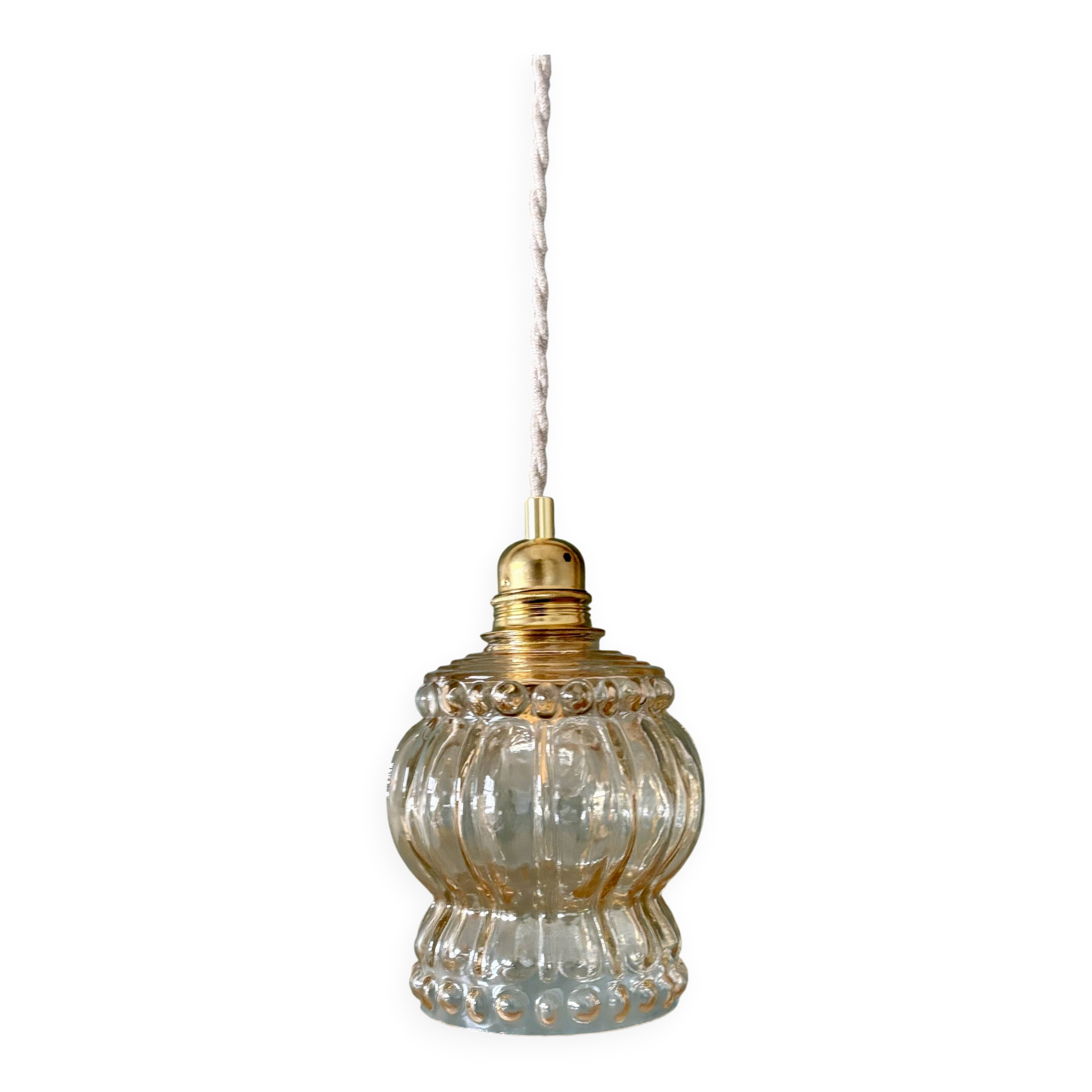 Vintage amber glass suspension globe
