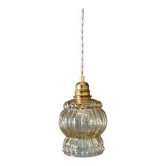 Suspension globe vintage en verre ambré