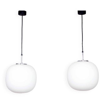 Pair of limburg pendant lights in opaline glass 1970