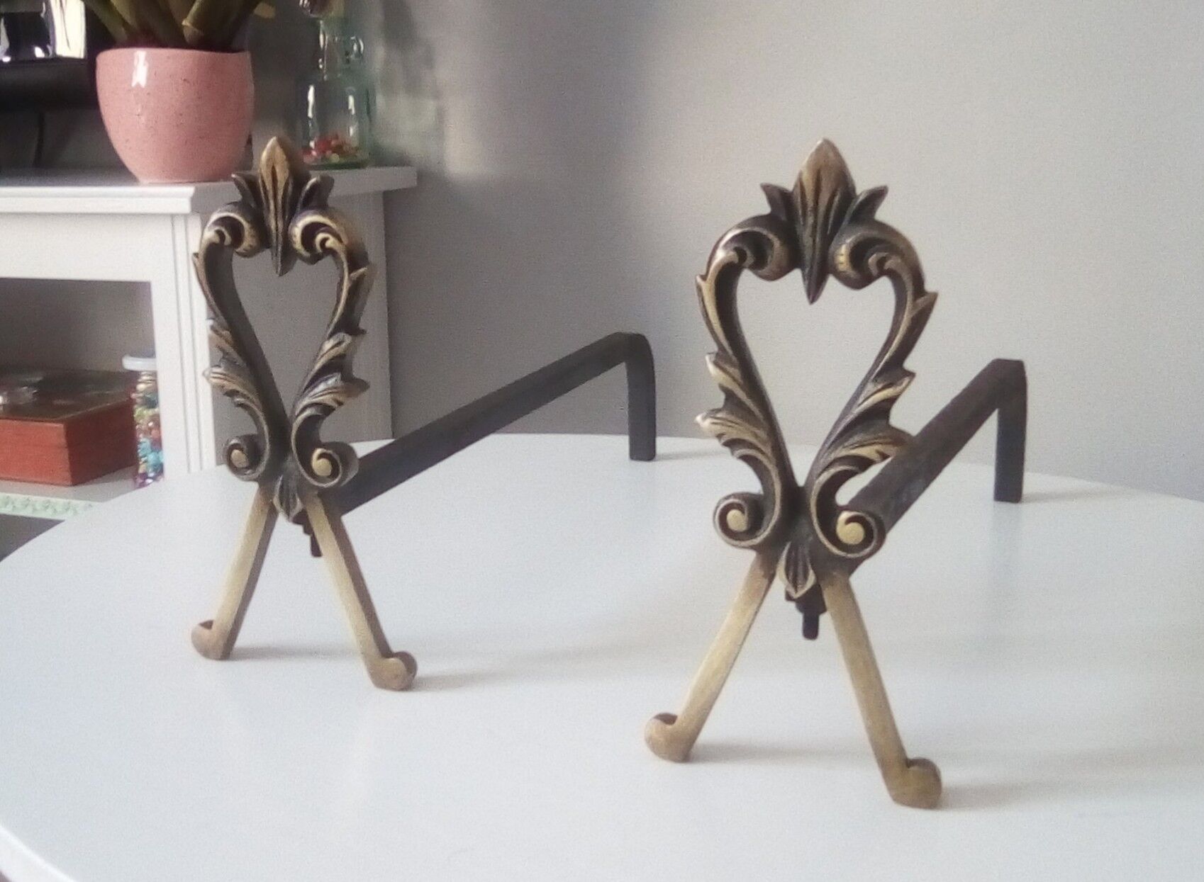 Chimney channels old solid brass and wrought iron