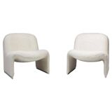 Pair of vintage Alky armchairs in steel and boucle wool by Giancarlo P.